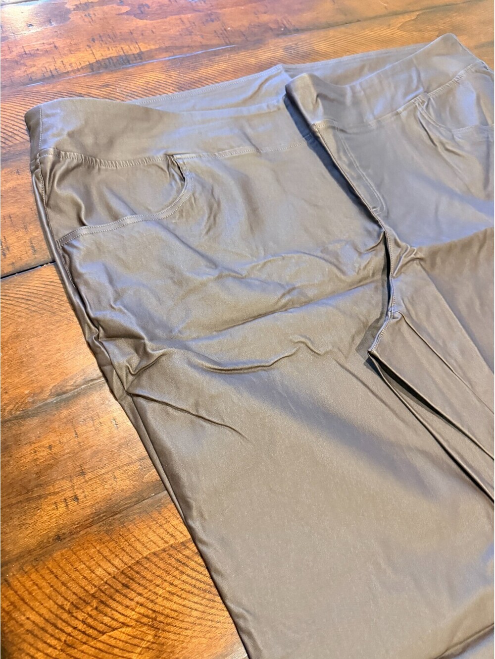 Jingle Belles by Kim Gravel Rebellious Coated Twill Straight Pants Espresso 32W